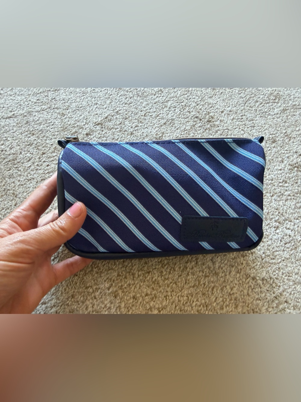 Brooks Brothers x United Airlines Polaris Amenity Kit Blue Striped Travel Pouch